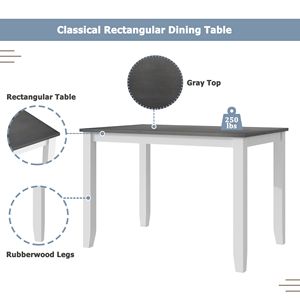 Minimalist <b>Rustic</b> 5-Piece <b>Dining</b> Room Set <b>Wood</b> <b>Table</b> with 4 Back Chairs for Small Spaces - Product Image 2