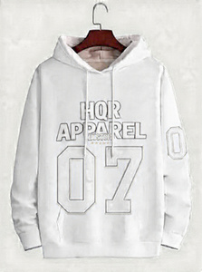 เสื้อฮู้ดดี้ HQR Apparel สีขาวสำหรับฤดูหนาว แบบ unisex พร้อมลายพิมพ์หมายเลข 07 กระเป๋าจิงโจ้ ผ้าฟลีซหนานุ่ม บริการ OEM - Product Image 5