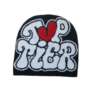 Gorro de Punto Unisex de Primera Calidad con Corazón, Estilo Urbano, Bordado en Blanco, Negro y Rojo, 56-58CM, Gorro Casual de Invierno para Adultos - Product Image 4