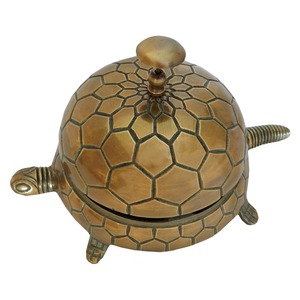 Campana de Servicio Decorativa de Aluminio con Forma de Tortuga Dorada Antigua, Campana de Escritorio con Diseño de Carapa Texturizada - Product Image 5