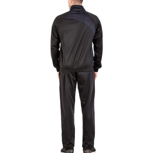Survêtement sportif noir respirant pour homme, fermeture éclair intégrale, col montant, manches longues, design uni, coupe classique, idéal pour l'automne - Product Image 2