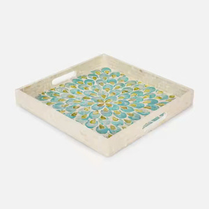 Ensemble de plateaux de service carrés incrustés de nacre. Fabriqué au Vietnam. Vente en gros disponible directement de l'usine. - Product Image 4