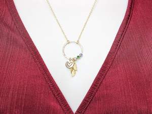 Hammered Family Birthstone Emerald Vintage Necklace Sterling Silver 925 14k Gold Plated Link <b>Chain</b> Custom Pendant Women Jewelry - Product Image 5