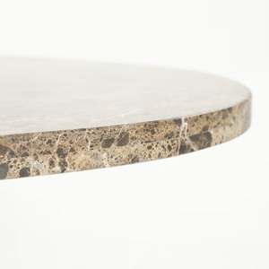 Modern Oval Natural Grain Curve Edges <b>Marble</b> Top <b>Coffee</b> <b>Table</b> With Solid Mango Wooden Brown Finish Base Living Room Furniture - Product Image 5