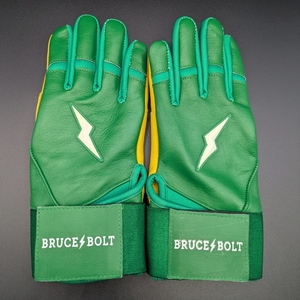 Guantes de Bateo de Cuero Verde Bruce Bolt, Cierre de Gancho y Bucle Ambidiestro, Unisex para Adultos, Entrenamiento - Product Image 3