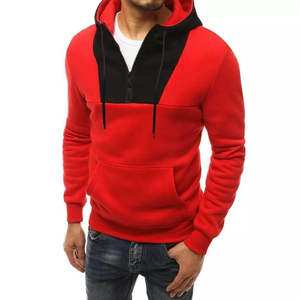 Sudadera con Capucha Roja para Hombre con Cierre Frontal y Bolsillos Tipo Canguro, con Capucha en Contraste Negro, Estilo Deportivo para Gimnasio - Product Image 3