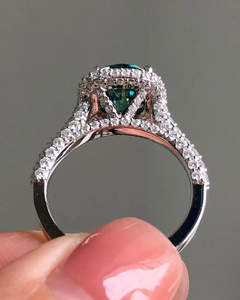 <b>925</b> Sterling <b>Silver</b> Original Green Moissanite Gemstone Handmade designer Fine <b>Ring</b> Customized <b>Silver</b> Rhodium Plated - Product Image 1