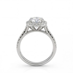 Anillo de compromiso de lujo con halo de diamantes cultivados en laboratorio de oro blanco de 14K, corte cojín, 2.20 CT TDW, con diamante principal de 1.60 CT, ideal para fiestas. - Product Image 4