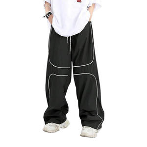 Pantalones Harem Negros para Hombre, Cintura Elástica con Cordón, Bolsillos Laterales, Estilo Urbano, Pantalones Jogger Casuales, Transpirables, de Peso Medio, para Primavera - Product Image 3