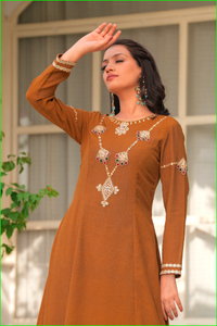 Ensemble Kurta brodé Mustard Rani Haar - Product Image 4