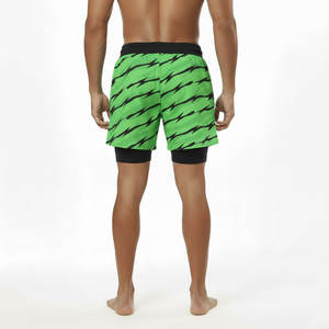 Shorts de sport en polyester 2 en 1 de haute qualité avec logo personnalisé, pour hommes, pour la gym, la course à pied, avec doublure de compression. - Product Image 2