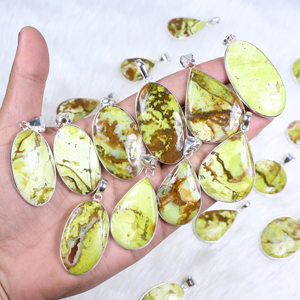 Top Quality Solid 925 Sterling Silver plated Natural Green <b>Opal</b> Gemstone Multi Shape Pendant <b>Necklace</b> For Wholesale Jewelry - Product Image 4