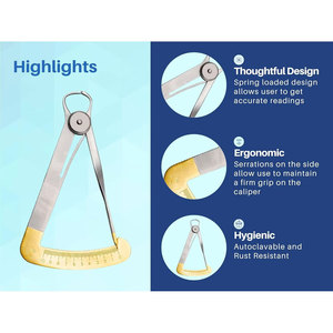 เครื่องมือผ่าตัดทางทันตกรรม Iwanson Dental Crown Caliper ทำจากสแตนเลสสีทอง พร้อมเครื่องมือดึงผิวหนังและเครื่องเย็บผิวหนังแบบใช้มือ ได้รับการรับรองมาตรฐาน CE - Product Image 3