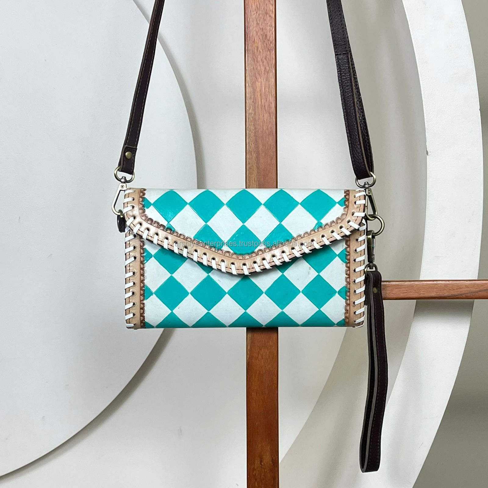 Turquoise & White Checks