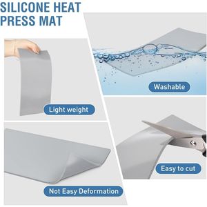 4 Pezzi Tappetino in Silicone a Doppia Faccia 8x4 per Termopressa, Accessori Resistenti in Schiuma per Macchine da Stampa HTV e Termopresse per Cappelli - Product Image 2