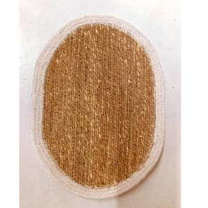 Sustainable natural jute and cotton cord oval woven <b>placemat</b> for boho style table settings & Oval Woven Jute <b>Placemat</b> for table - Product Image 1