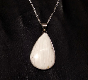 Natural White Scolecite Pendant Chain <b>Necklace</b> 925 Sterling <b>Silver</b> Handmade Charm Pendant Trendy Lovers Unisex Pendants - Product Image 4