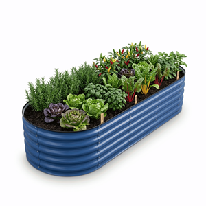 OEM Galvanized Metal <b>Raised</b> Garden Bed Outdoor Oval Corrugated Garden for Home Yard Vegetable Farming Wholesale GB030 - Product Image 1