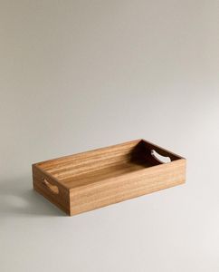 Plateau de service rectangulaire en bois massif poli, design minimaliste, fait main, pour la table et les desserts - Product Image 4