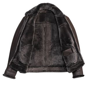 <b>Men</b>’s Espresso Brown Color <b>Shearling</b> Leather <b>Jacket</b> Genuine Sheepskin Winter Coat - Product Image 3
