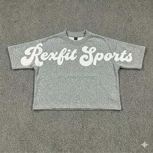 REXFIT SPORTS Camiseta Negra de Moda para Hombre con Lavado Ácido, Oversize, de Algodón, Cuello Redondo, Estilo Urbano, Personalizada - Product Image 4