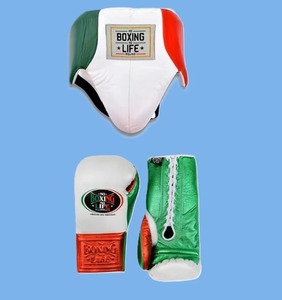 Premium Training <b>Boxing</b> Gloves and Head Guard <b>Set</b> Genuine Leather Lace Up Protective <b>Sparring</b> Equipment for Men and Women - Product Image 2