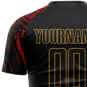 เสื้อฟุตบอลแขนสั้นสีดำ ทองแดง แดง สำหรับผู้ชาย ชุดฟุตบอลซับลิเมชั่น ชุดฝึกซ้อมและแข่งขันสำหรับทีมกีฬา - Product Image 6