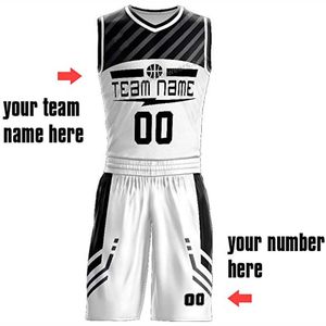 Maillots de basket personnalisés en noir et blanc, avec votre nom et votre numéro. Nouvelle conception 2026. - Product Image 4