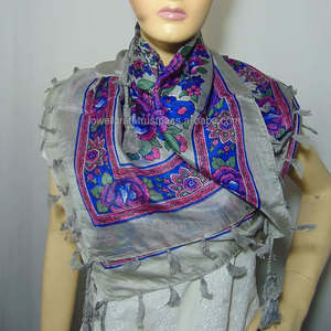 Custom Designed 100% Pure Silk Women's Headscarf Luxury 90x180cm Paisley Flower Print Logo Pattern Long Square Winter Shawl - Product Image 4