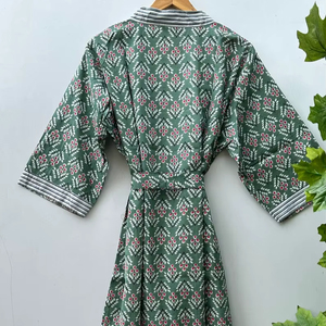 Boho Floral Cotton Kimono Robe Women Lounge Wear Soft Comfortable Stylish Home Wear - Product Image 1