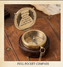 <b>Antique</b> Brass Nautical <b>Compass</b> Analog Dial Engraved Decorative Handheld Portable Outdoor Navigation Tool for Hiking Pointing - Product Image 3