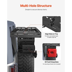30-40 นิ้ว ตะกร้าใส่ของสำหรับยางอะไหล่ ปี 1976-2024 สำหรับรถ Wrangler JK JL TJ YJ CJ รับน้ำหนักได้ 80 ปอนด์ พร้อมขายึดแบบไม่ต้องเจาะ - Product Image 5