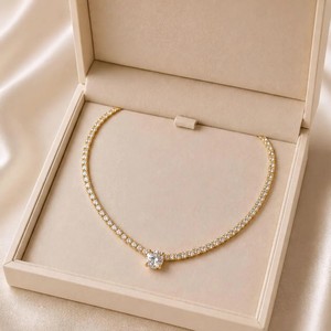 สร้อยคอเพชรสำหรับเทนนิสสีล้วน10K 14K 18K ได้รับการรับรองจาก VVS - Product Image 6