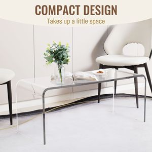 Tavolino da Caffè e Tè in Acrilico Ecologico, 100 cm di Lunghezza, 15 mm di Spessore, Design Moderno Rettangolare per Soggiorno o Hotel - Product Image 6
