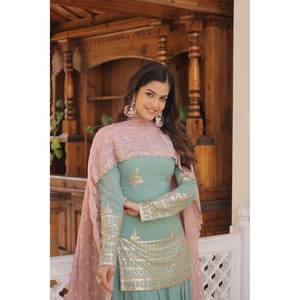 MASDAKA Ready-Made Kurta-Plazzo-Dupatta Collection XS para mujer [34] - Product Image 3