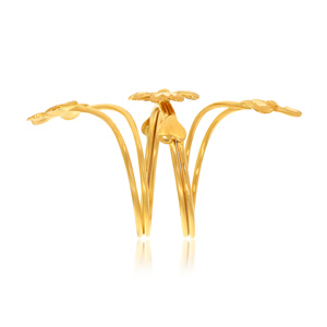 Elegant Golden Floral Blossom Vine Inspired Designer Adjustable Statement Finger Ring for Women - Product Image 3