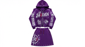 Conjunto de Sudadera con Capucha de 2 Piezas Color Granate para Mujer, con Estampado de Letras, Decoración con Remaches, Estilo Urbano, para Todas las Temporadas, Corte Regular - Product Image 6