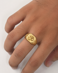 Anillo de Sello para Hombre de Latón Chapado en Oro al por Mayor, con Patrón Grabado Tradicional, Anillo de Moda Audaz para Hombre, Joyería Hecha a Mano - Product Image 3