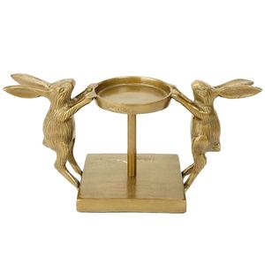 Candelabro Decorativo de Metal con Diseño de Conejo de Lujo, Portavelas Artístico con Forma de Animal, Candelabro de Mesa para Sala de Estar, Decoración del Hogar - Product Image 1