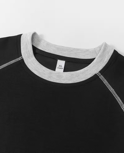 Men Solid Black Crew Neck T-Shirt Set Knitted Breathable Polyester/Cotton Quick Dry Short Sleeve Casual Summer Shorts Outfit - Product Image 4