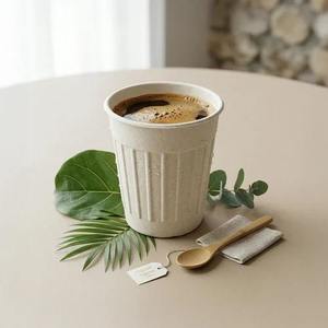 Vaso Desechable de Pulpa Moldeada de la Mejor Calidad, 250 ml, Ecológico, Compostable, para Té, Café, Jugo, Bebidas Frías, Paquete de 50 - Product Image 1
