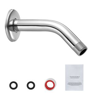 "6-Inch Wall-Mounted Stainless Steel <b>Shower</b> Head Arm Extender Chrome Finish PTFE Tape for G1/2 <b>Shower</b> Room <b>Accessories</b>" - Product Image 1