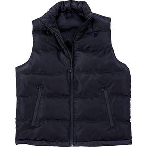 Chaleco Acolchado Negro para Hombre, Cierre de Cremallera, Cuello Alto, Cortavientos, Ropa de Invierno con Bolsillos, Estilo Casual - Product Image 1