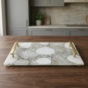 Rectangular Marble Serving Tray Handmade Modern Design <b>Decorative</b> <b>Plate</b> for Home Tableware - Product Image 5
