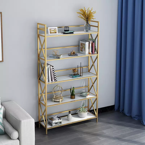 Estante de exhibición de metal y hierro de estilo industrial antiguo, librero vintage para decoración del hogar. - Product Image 1