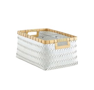 Panier en bambou blanc écologique, boîte de rangement rectangulaire, accessoires pour la maison, organiseurs, ensembles de salle de bain tissés, décoratifs, articles ménagers - Product Image 3