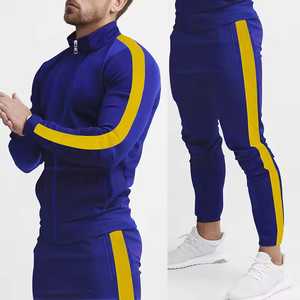 Men Yellow Solid Tracksuit Set Full <b>Zip</b> Stand Collar Side <b>Pockets</b> Sporty Style Winter Wear Regular Fit Lightweight Breathable - Product Image 2
