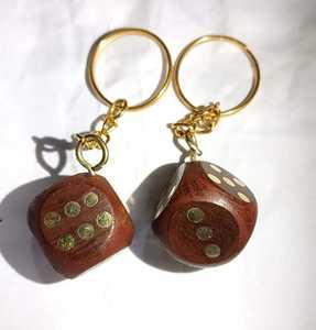 Non-Metal Wooden Dice Keychain Handmade Wooden Keyring for <b>Keys</b> Bags <b>Accessories</b> - Product Image 3