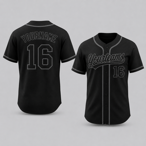 Uniformes de Béisbol y Sóftbol Personalizados Unisex Negros 100% Poliéster Que Absorben la Humedad Servicios de Etiquetado Privado OEM ODM - Product Image 1