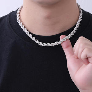 Best Selling Hip Hop Jewelry Iced Out Diamond S925 VVS Moissanite 7.5mm Twist <b>Rope</b> <b>Chain</b> Miami Cuban Link <b>Chain</b> Unisex Necklace - Product Image 4